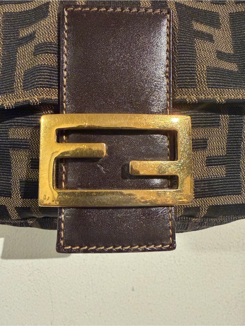 Fendi Zucca Mini Baguette Shoulder Bag in Brown and Black - Picture 5 of 11